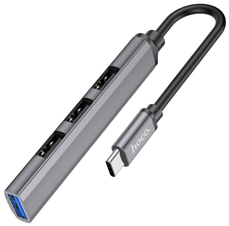 Хаб USB Hoco HB26 3хUSB 2.0 + 1xUSB 3.0 Grey 6931474765482