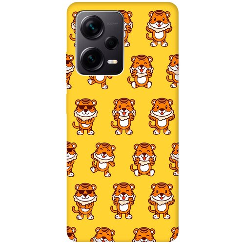 Матовый чехол Tigers Pattern для Xiaomi Redmi Note 12 Pro / Note 12 Pro+ / Note 12 Explorer Edition с 3D эффектом желтый матовый чехол cheers для xiaomi redmi note 12 pro note 12 pro note 12 explorer edition с 3d эффектом красный