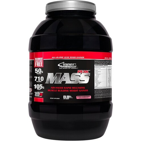 Гейнер InnerArmour Mass Peak Gainer 8,8 lb (4000грамм) клубника