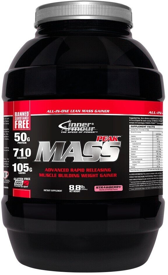 Гейнер InnerArmour Mass Peak Gainer 8,8 lb (4000грамм) клубника