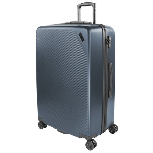 фото Умный чемодан bugatti, пластик, abs-пластик, опорные ножки на боковой стенке, рифленая поверхность, 100.8 л, размер l, синий