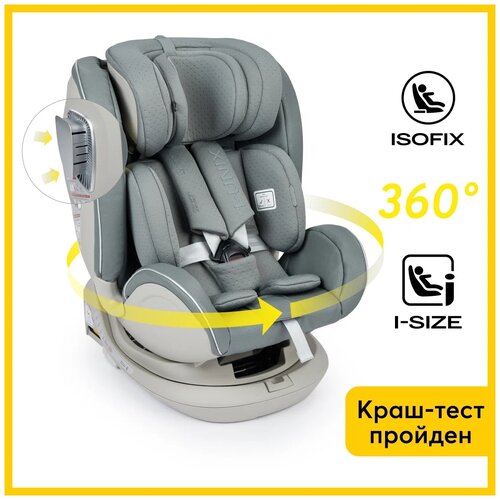 Автокресло детское от 0-12 лет, автокресло i-size, поворот на 360, I-Unix Happy Baby, isofix, группа 0+/1/2/3 (0-36 кг), экокожа, темно-зеленый