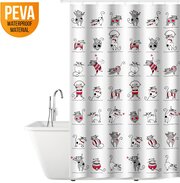 Tatkraft FUNNY CATS Штора для ванной комнаты, водонепроницаемый материал PEVA, с кольцами (12 шт)