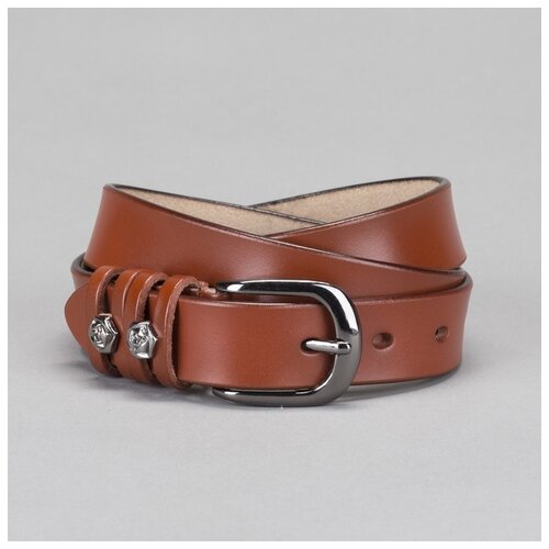 фото Ремень жен 05-08-03-01 кира, 2,6*105*0,2, винт, гладкий, пряжка черный металл, коричневый 3722374 сима-ленд