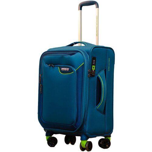 Чемодан American Tourister, полиэстер, текстиль, 40 л, размер S, бирюзовый