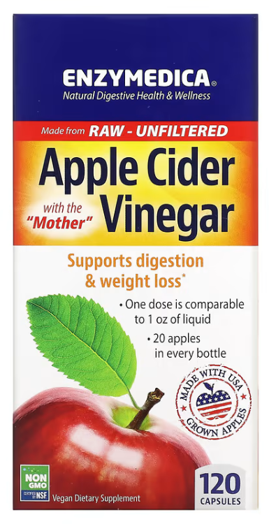 Enzymedica Apple Cider Vinegar 710 mg (Яблочный уксус 710 мг) 120 капсул (Enzymedica)