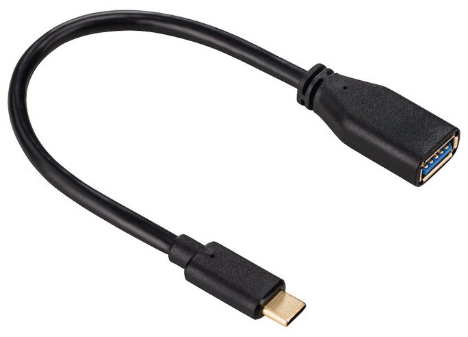 Кабель Hama USB Type-C (m) - USB (f), 0.15м, черный