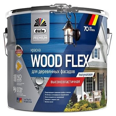 Dufa Premium Wood Flex Краска фасадная (белый, полуматовая, 9л)