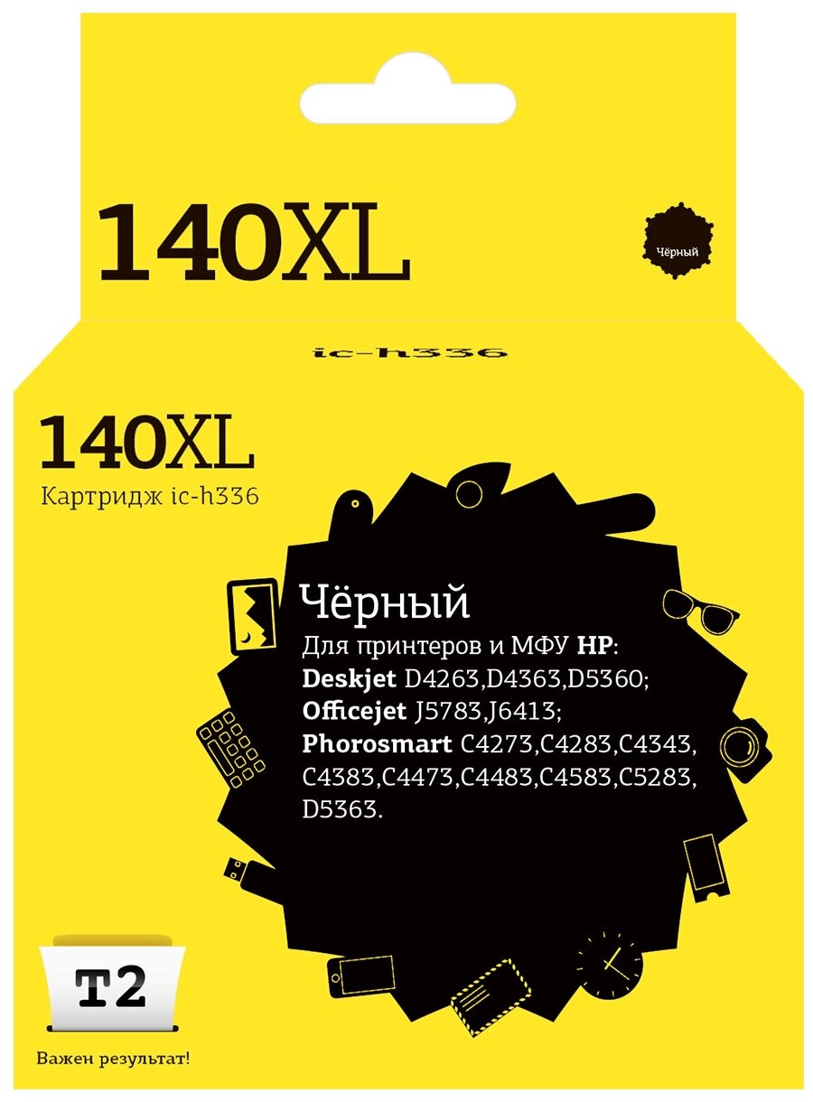 Струйный картридж T2 IC-H336 Black №140XL для HP Deskjet D4263 , D5360 , Officejet J5783 , J6413 , Photosmart C4273