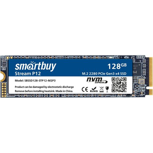 M.2 2280 SSD Smartbuy Stream P12 128GB TLC NVMe PCIe3 m 2 2280 ssd smartbuy stream p16 512gb tlc nvme pcie4