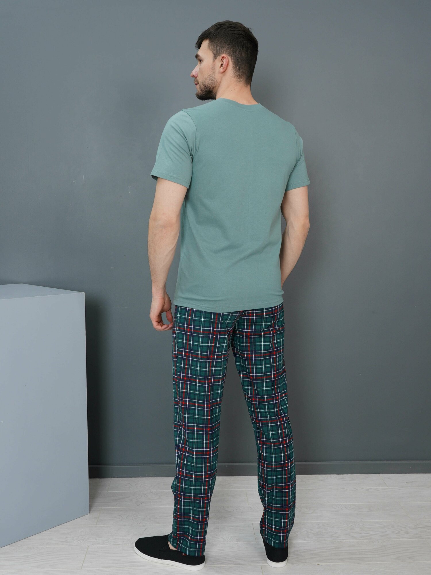 Lovetex.store / Костюм мужской домашний с брюками, 100% хлопок / ментол / размер 58 - фотография № 3