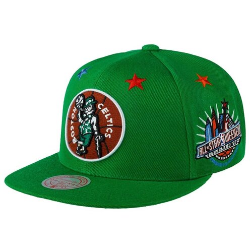 фото Бейсболка с прямым козырьком mitchell ness hhss2982-bceyypppgren boston celtics nba, размер one
