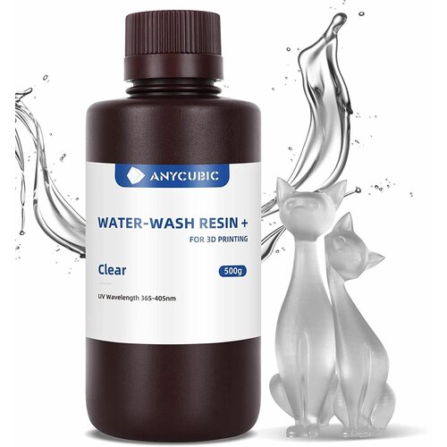 Фотополимерная смола Anycubic смываемая (Прозрачный) Washable Resin 0,5 кг/бутылка