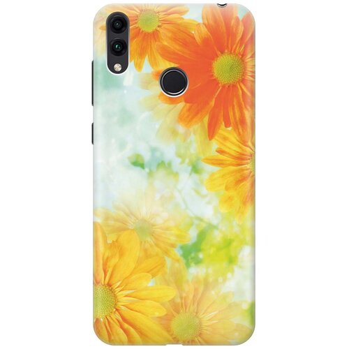 фото Gosso ультратонкий силиконовый чехол-накладка для honor 8c с принтом "оранжевые цветы"