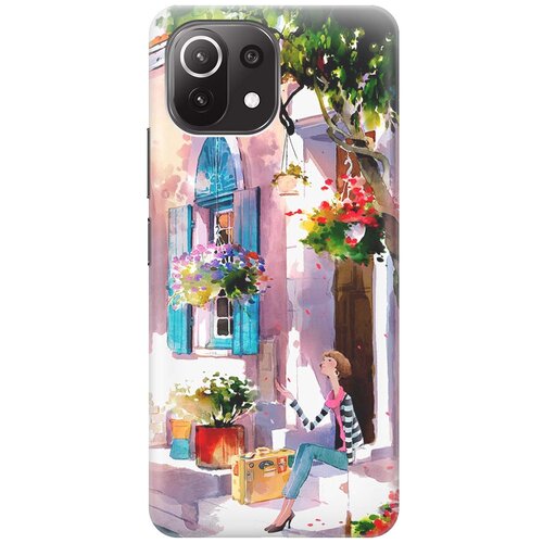 Чехол - накладка ArtColor для Xiaomi Mi 11 Lite 4G с принтом Девочка на цветущей улочке чехол накладка artcolor для xiaomi redmi note 10 pro с принтом девочка на цветущей улочке