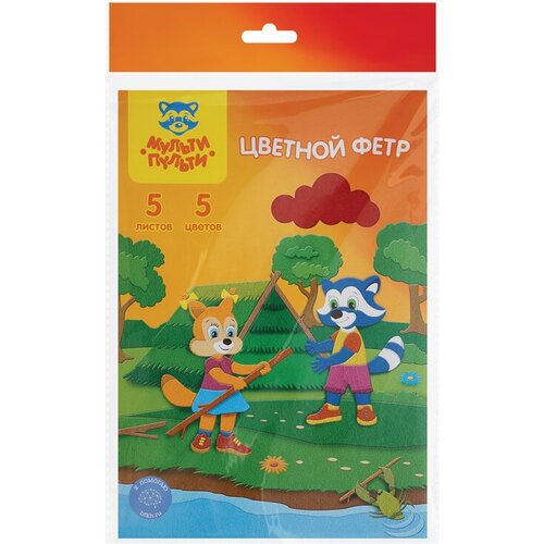 Фетр Мульти-Пульти Приключения Енота А4 5л 5цв 2мм 2 штуки 529₽