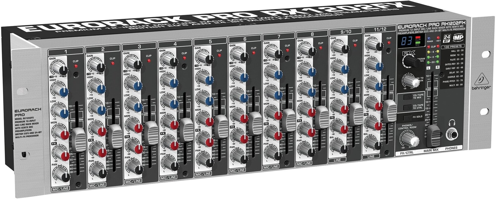 BEHRINGER RX1202FX V2 микшер рэковый 12-ти канальный (8 моно и 2 стерео) и FX процессором