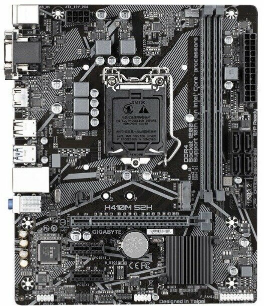 Материнская плата Gigabyte H410M S2H V2 (Socket 1200, mATX, Intel H470, GbLAN+VGA+DVI+HDMI) (H410M S2H V2)