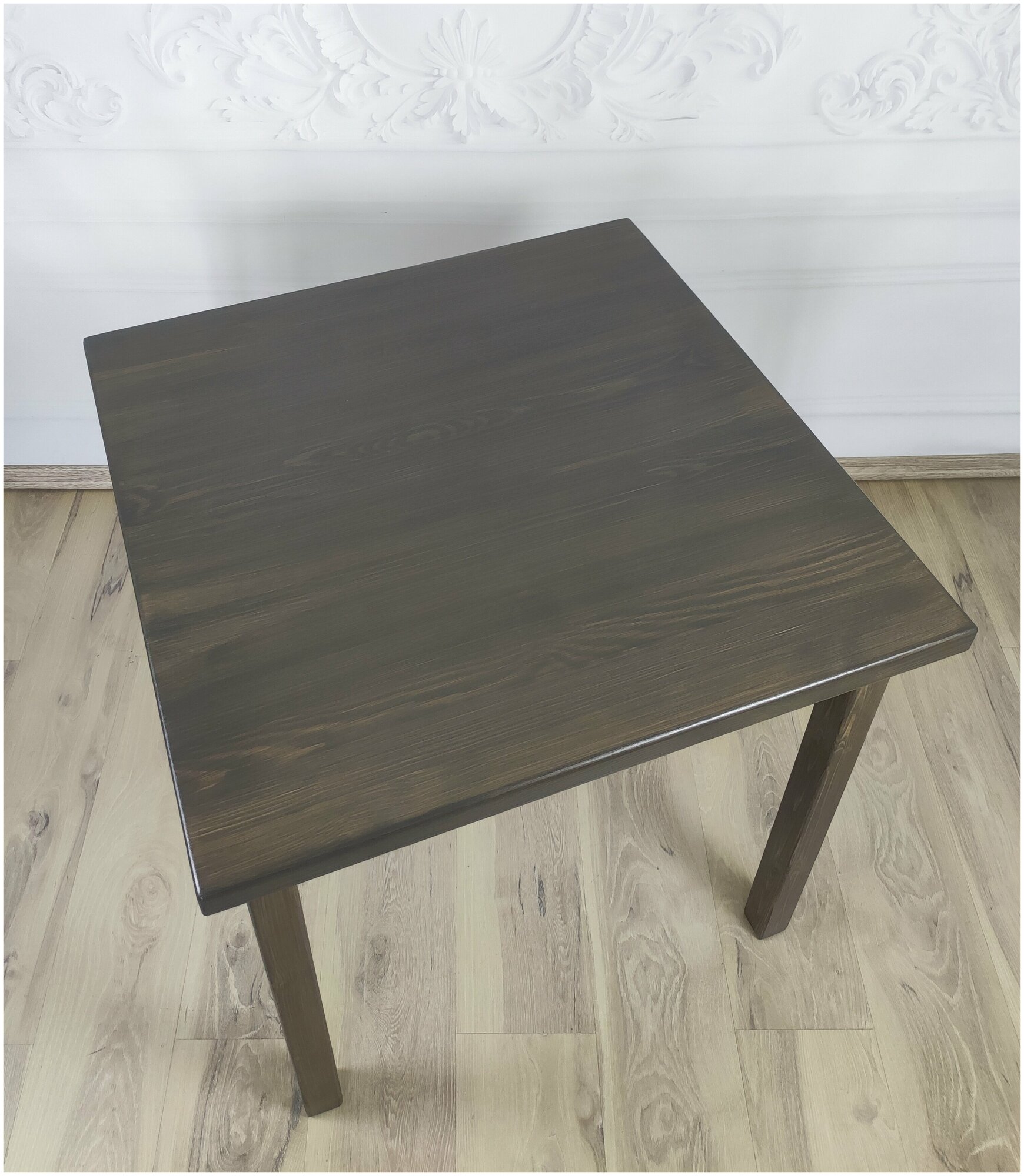 Стол квадратный из массива сосны 40 мм Классика 80х80х75 см цвет венге деревянная столешница письменный кухонный рабочий - фотография № 5