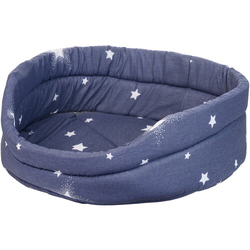 Лежак для собак и кошек PetMil Релакс бязь 50х40х16 см 50 см 40 см овальная звезды на синем 16 см