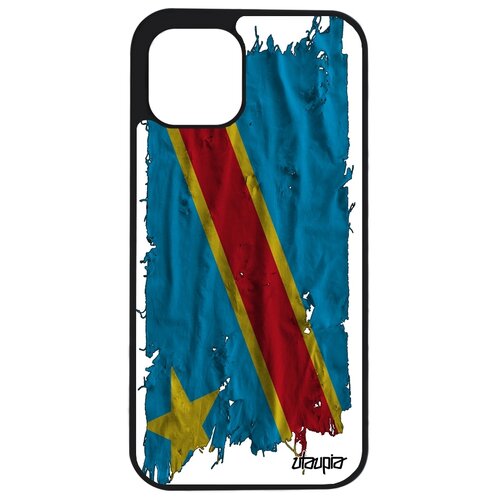 фото Чехол для смартфона iphone 12, "флаг конго киншаса на ткани" страна государственный utaupia