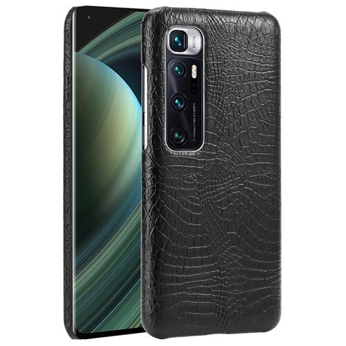 фото Чехол панель бампер mypads для xiaomi mi 10 ultra элегантный тонкий на пластиковой основе с дизайном под кожу крокодила черный