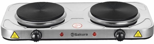 Плитка эл. Sakura ПЭ-04Н 2000Вт 155/155мм 2конф/диск нерж. сталь