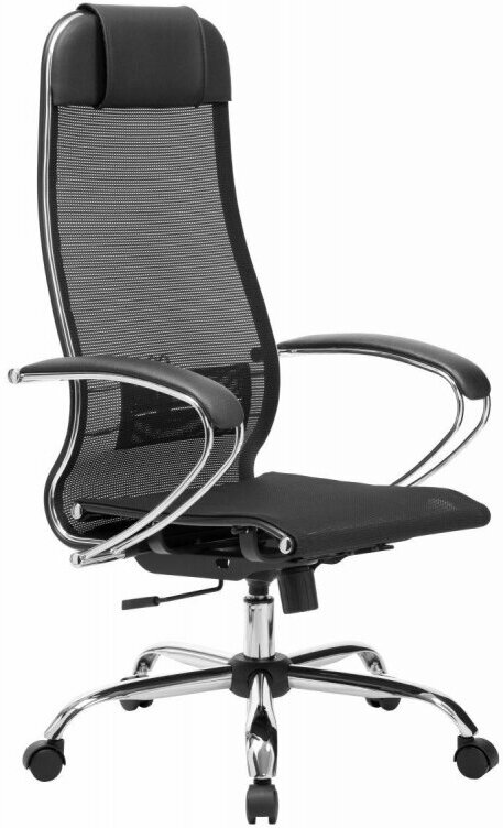 Кресло MT-МЕТТА-12 сетка/сиденье сетка черный, крест. хром(подл.101/осн.003)