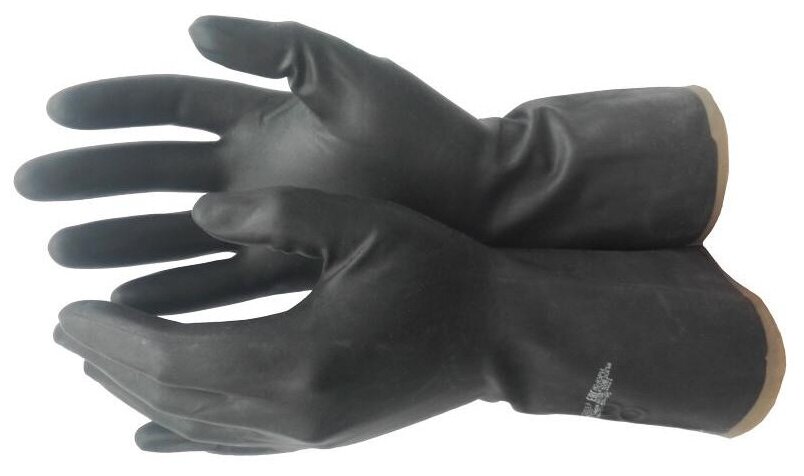 Перчатки защитные азрихим КЩС тип-2 из латекса черные (размер 8)