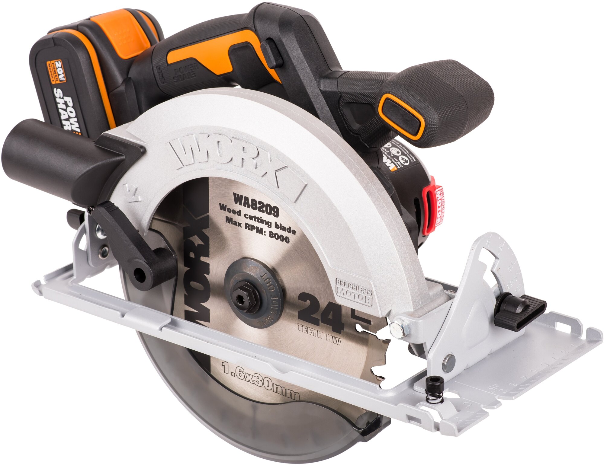 Циркулярная пила аккумуляторная бесщеточная WORX WX520