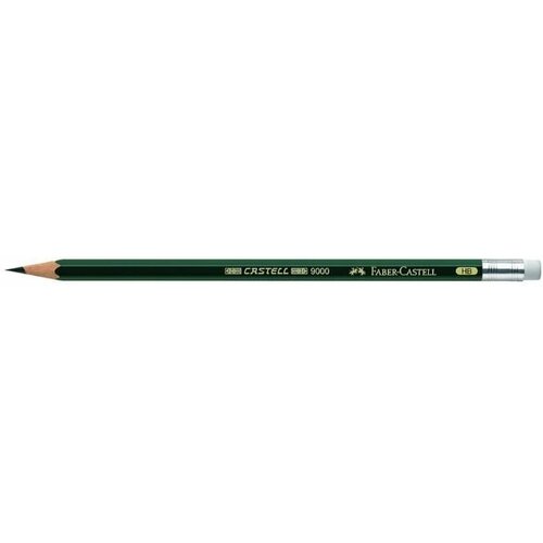 FABER-CASTELL Карандаш художественный чёрнографитный Faber-Castel CASTELL® 9000 профессиональные HB с ластиком зелёный