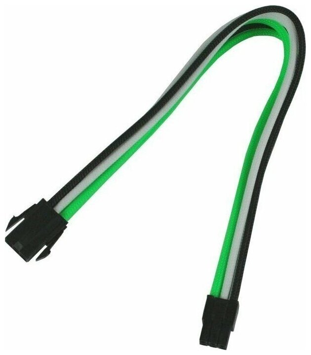 Удлинитель Nanoxia 6-pin PCI-E, 30см, индивидуальная оплетка зеленый/белый/черный NX6PV3EGWS