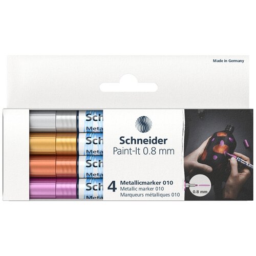 Набор маркеров для декорирования Schneider Paint-It 010 04цв, металлик, 0.8мм