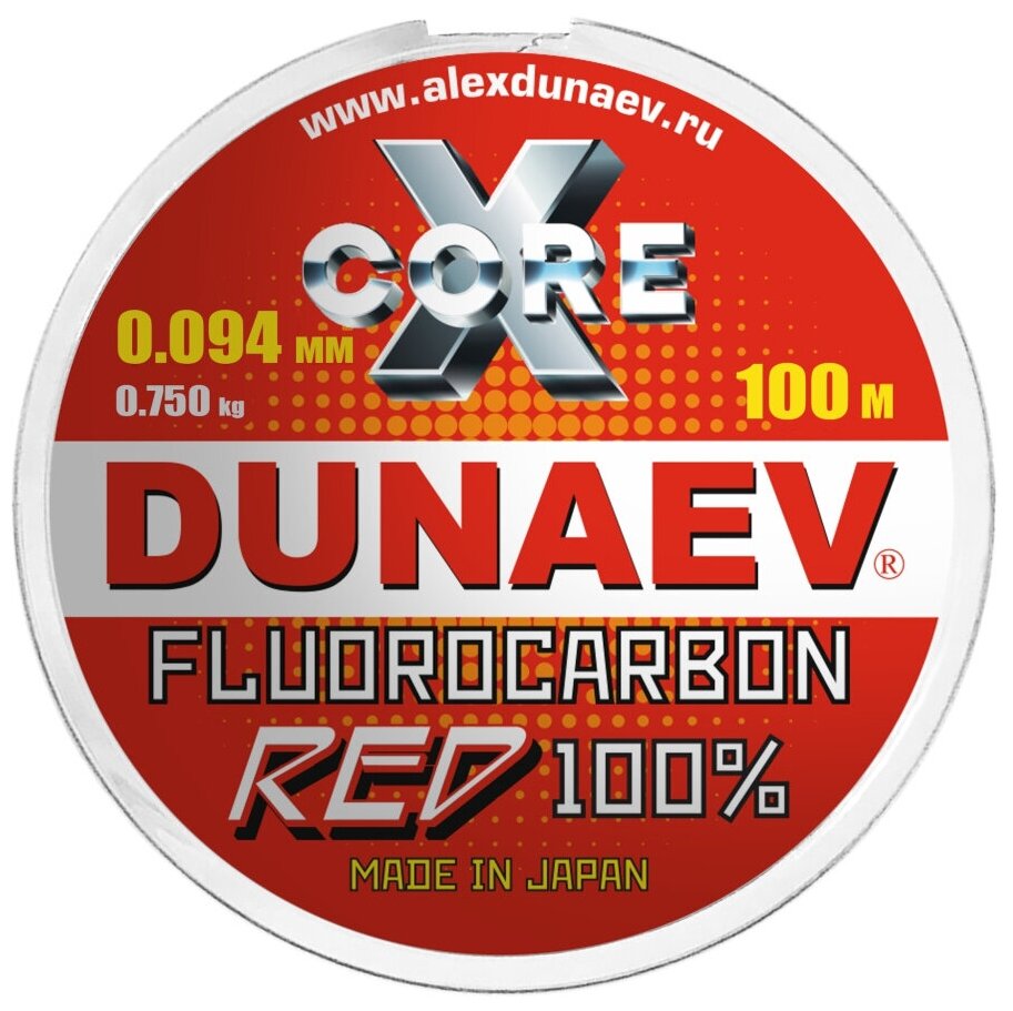DUNAEV Леска флюорокарбон DUNAEV FLUOROCARBON RED (DFR100-094 (100 м 0,094мм) )
