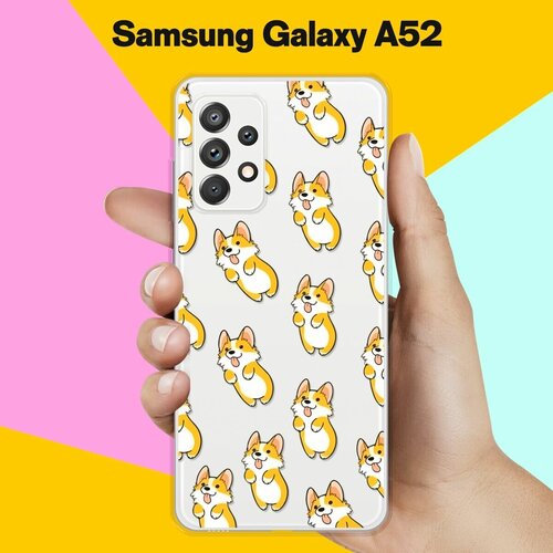 Силиконовый чехол Узор из корги на Samsung Galaxy A52 силиконовый чехол love корги на samsung galaxy a52