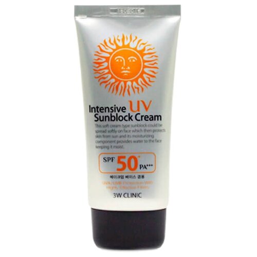 3W Clinic крем Intensive UV Sun Block Cream SPF 50, 70 мл 3w clinic bb крем uv sun block spf 50 50 мл 71 г оттенок бежевый 1 шт