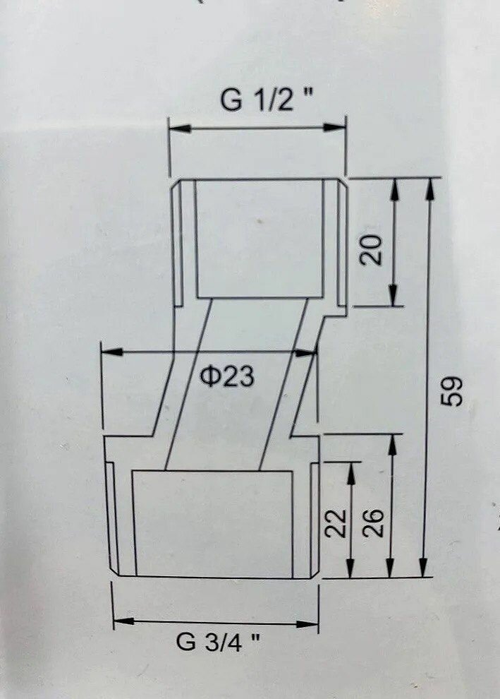 TIM Эксцентрик никелированный для подключения смесителя, 3/4"*1/2" наружная-наружная — фото 6