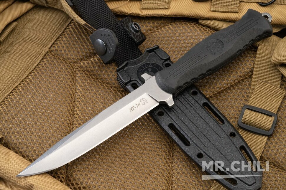 Нож "НР-18" Черный (AUS-8, stonewash, эластрон)