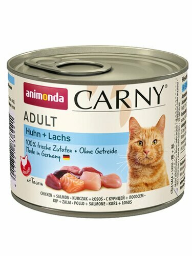 Влажный корм для кошек Animonda Carny, беззерновой, с курицей, с лососем 6 шт. х 200 г