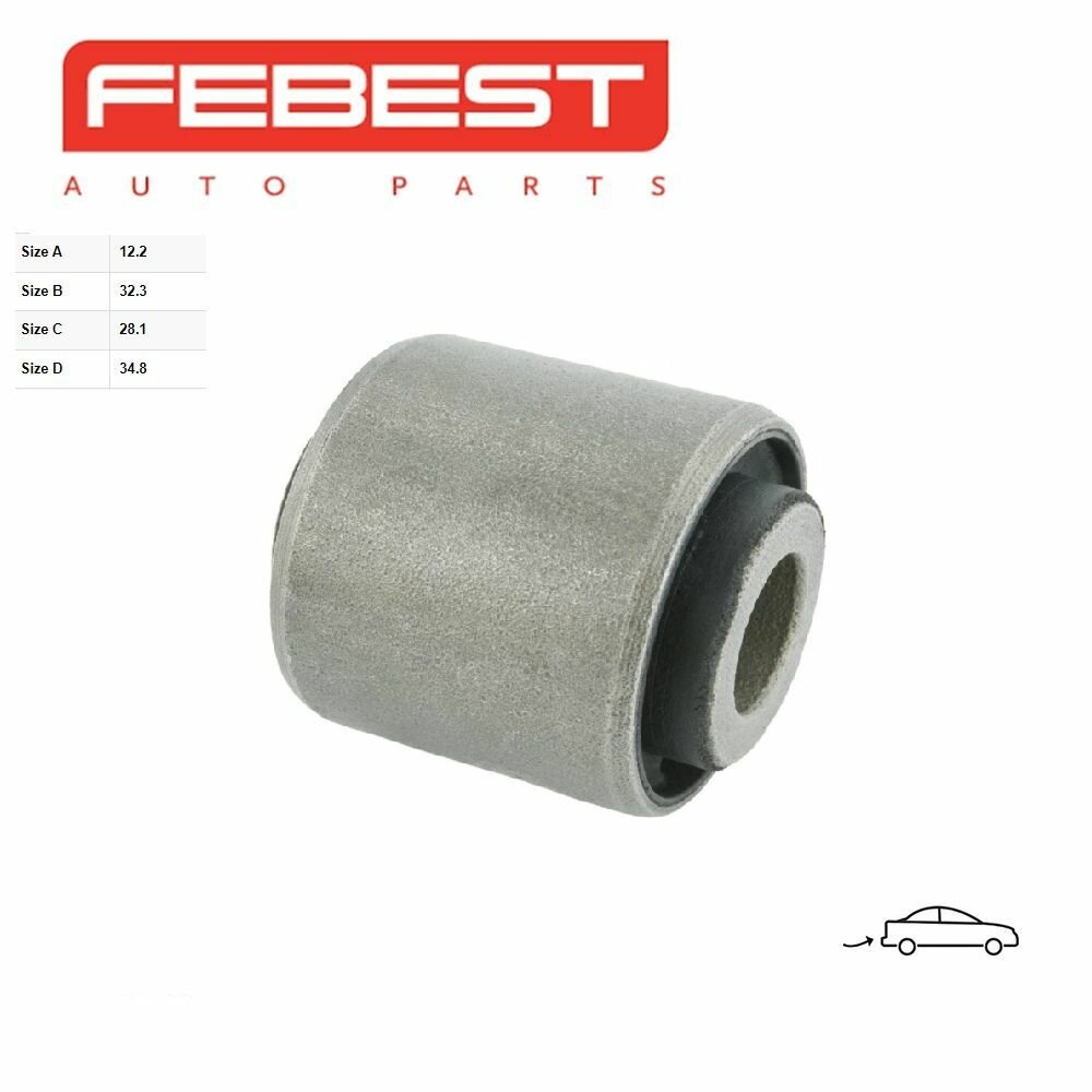 Сайлентблок зад. попереч. тяги Ford Focus I, II 98-, C-Max 03-, Mazda 3 03-, 5 05-, Volvo C30 06-, S40 II 04- Febest - фото №6