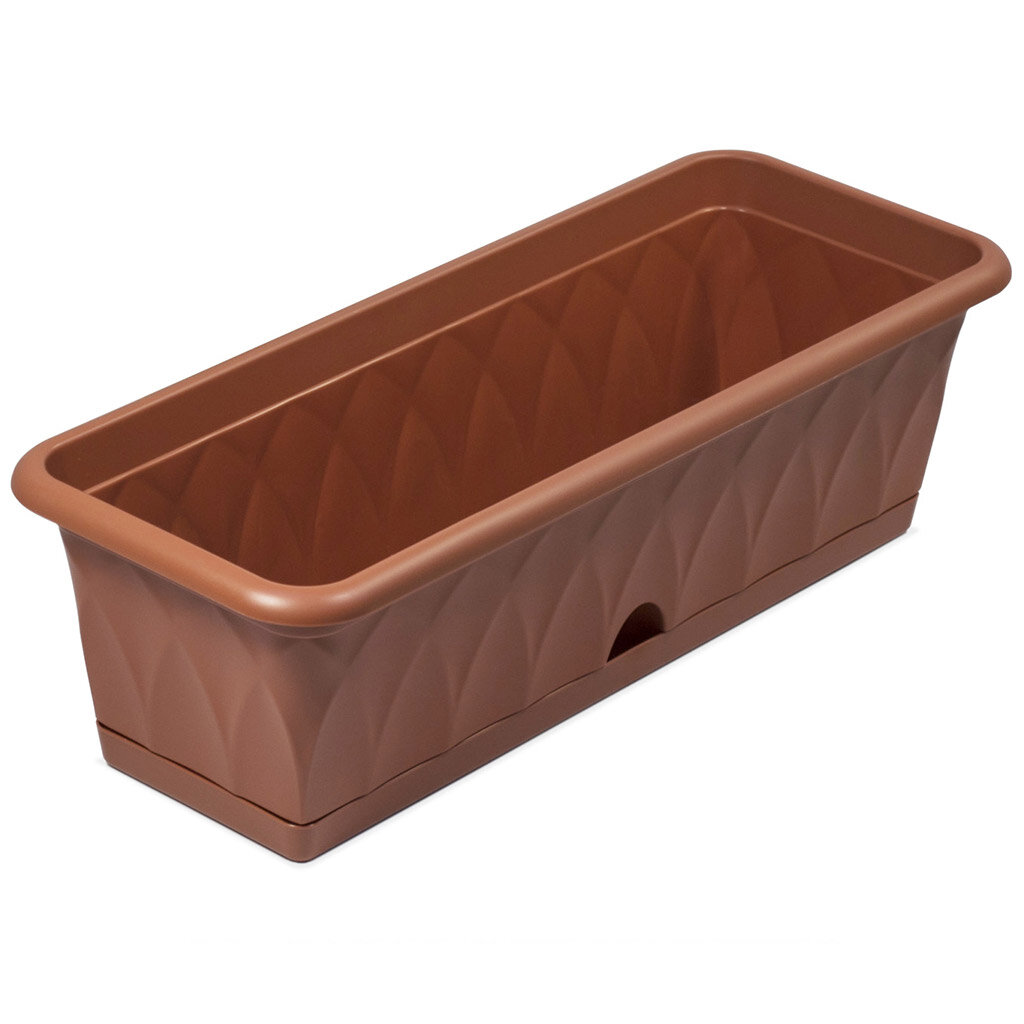 Ящик для цветов Liveingreen "Сиена", балконный, пластмассовый, 57х22 см, с поддоном, цвет Терракотовый