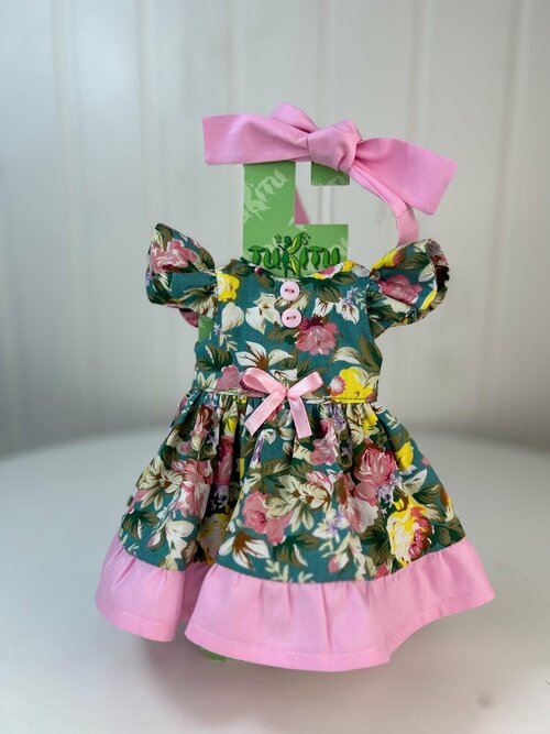 Комплект одежды для кукол: Платье с крылышками, бант на голову, вязаная сумочка, арт. 1