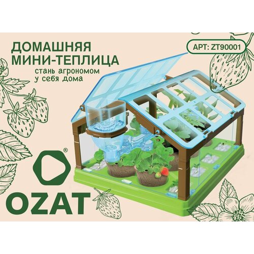 Мини-теплица для рассады и детского творчества, зеленая, 8 горшочков в комплекте