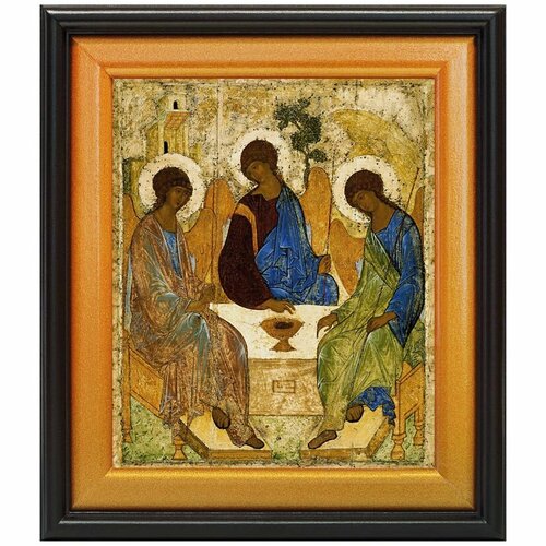 Святая Троица, Андрей Рублев, XV в, икона в широком киоте 24*27,5 см