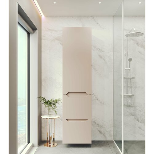 Шкаф-пенал аквакрафт Violetta для ванной комнаты с ящиками, левый, подвесной, мокко