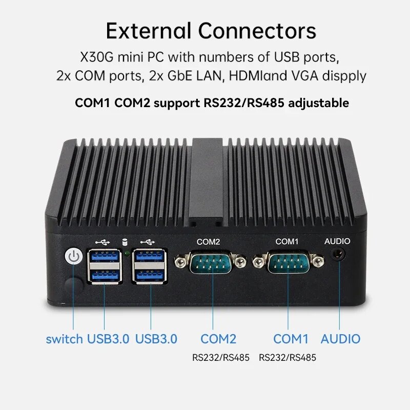 Промышленный мини-ПК XCY X30G-2COM485 Intel Celeron — фото 1