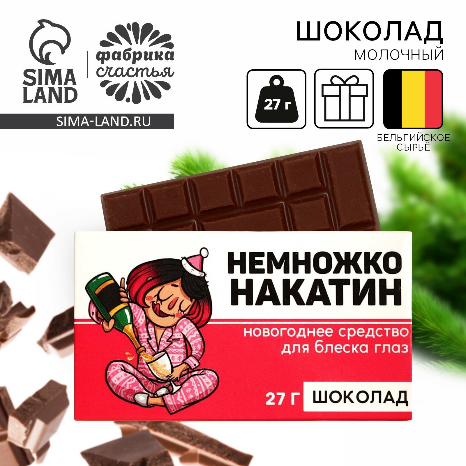 Шоколад молочный «Немножконакатин»: 27 г, в подарочной упаковке, на подарок