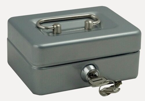 Изображение товара Денежный ящик, шкатулка / ящик для денег, кэшбокс, тайник MB 0 из металла, серебристый