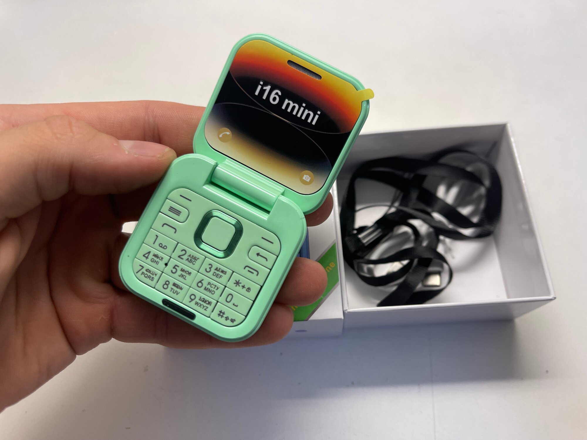 Кнопочная раскладушка i16 PRO MINI, 2сим, 500mAh, зеленый