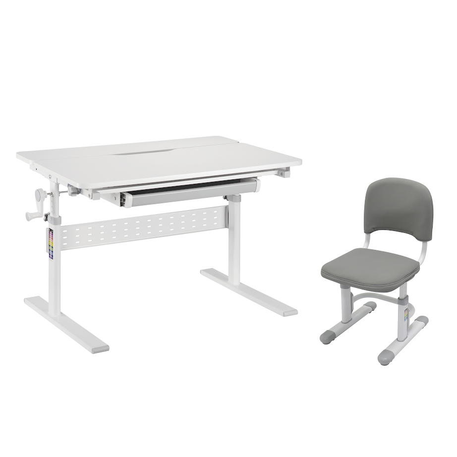 Растущий комплект Fundesk Colore Grey парта+стул серый 100х60х54-76 см